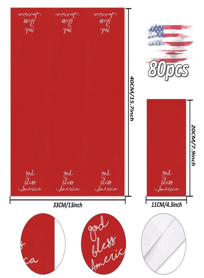 JarThenaAMCS 4th of July Guest Paper Napkins Red Blue 3 Ply Disposable Napkins Patriotic Dinner Hand Towel Napkins for Independence Day Party Supplies Table Decor, 80Pcs - Image 2